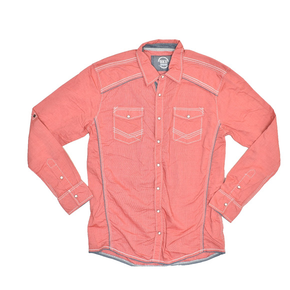BKE Men's Orange Athletic Fit Long Sleeve Snap Button Shirt Size XL Pearl Snap - Picture 1 of 8